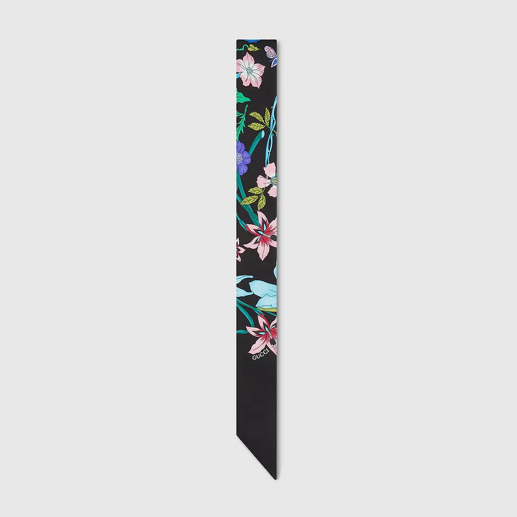 Gucci Flora Print Silk Neck Bow