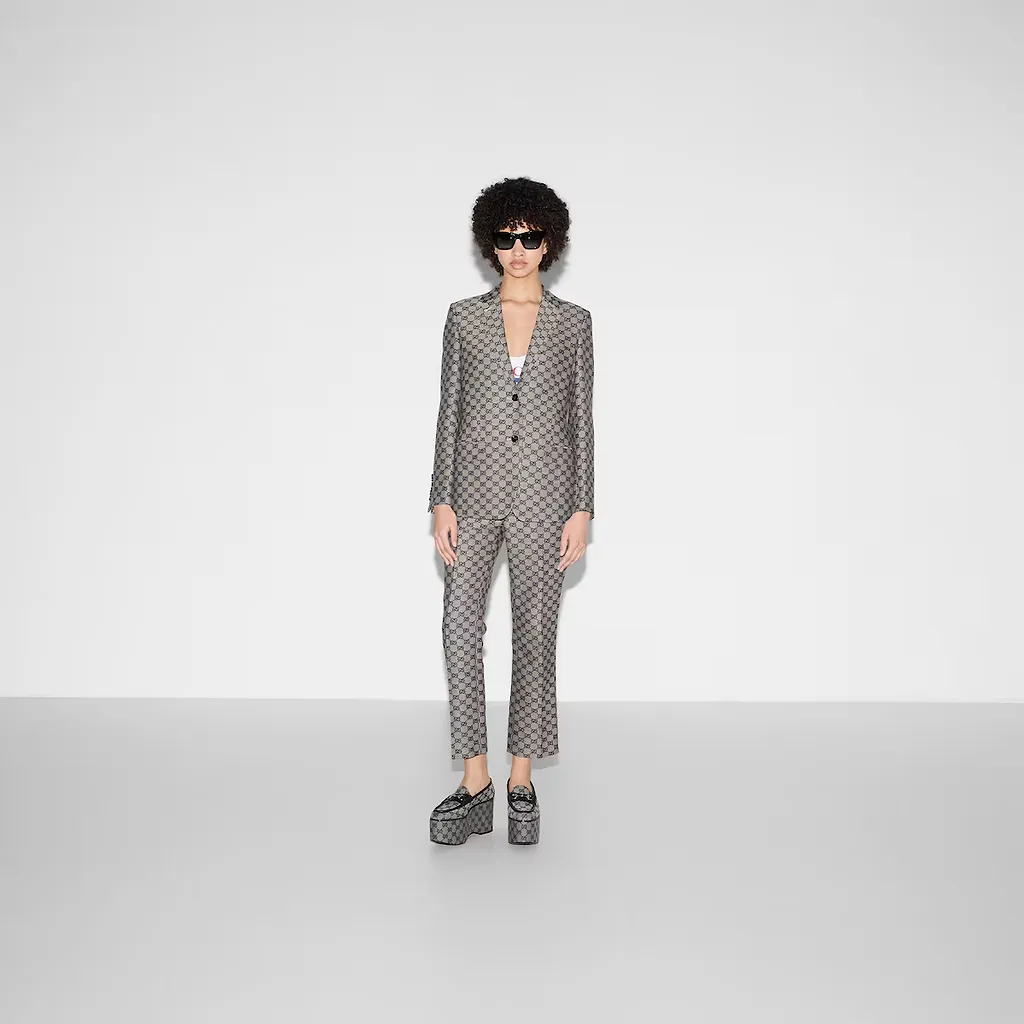 Gg Linen Blend Canvas Jacket