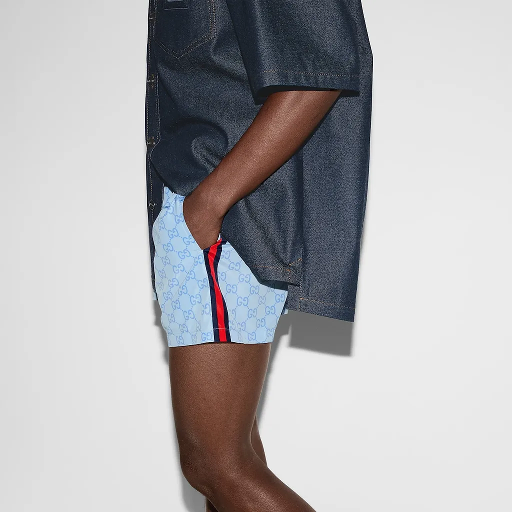 Printed Poplin Tech Swim Shorts