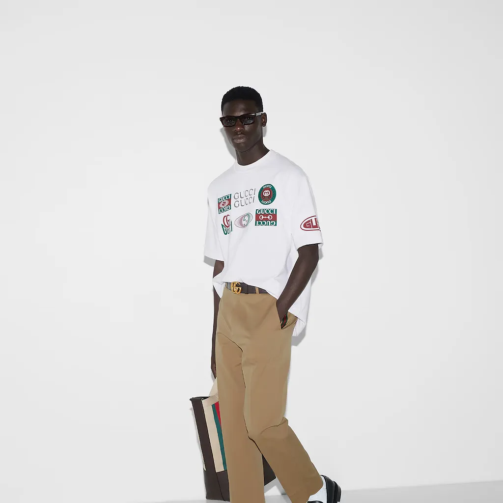 Cotton Jersey T-Shirt With Gucci Print