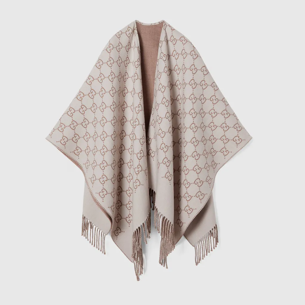 Gg Wool Jacquard Cape