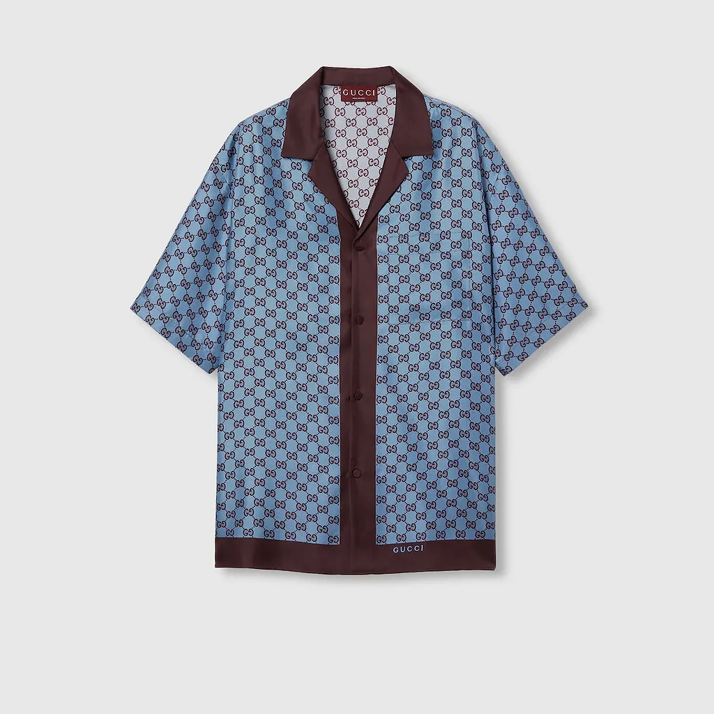 Regular Fit Printed Silk Twill Shirt