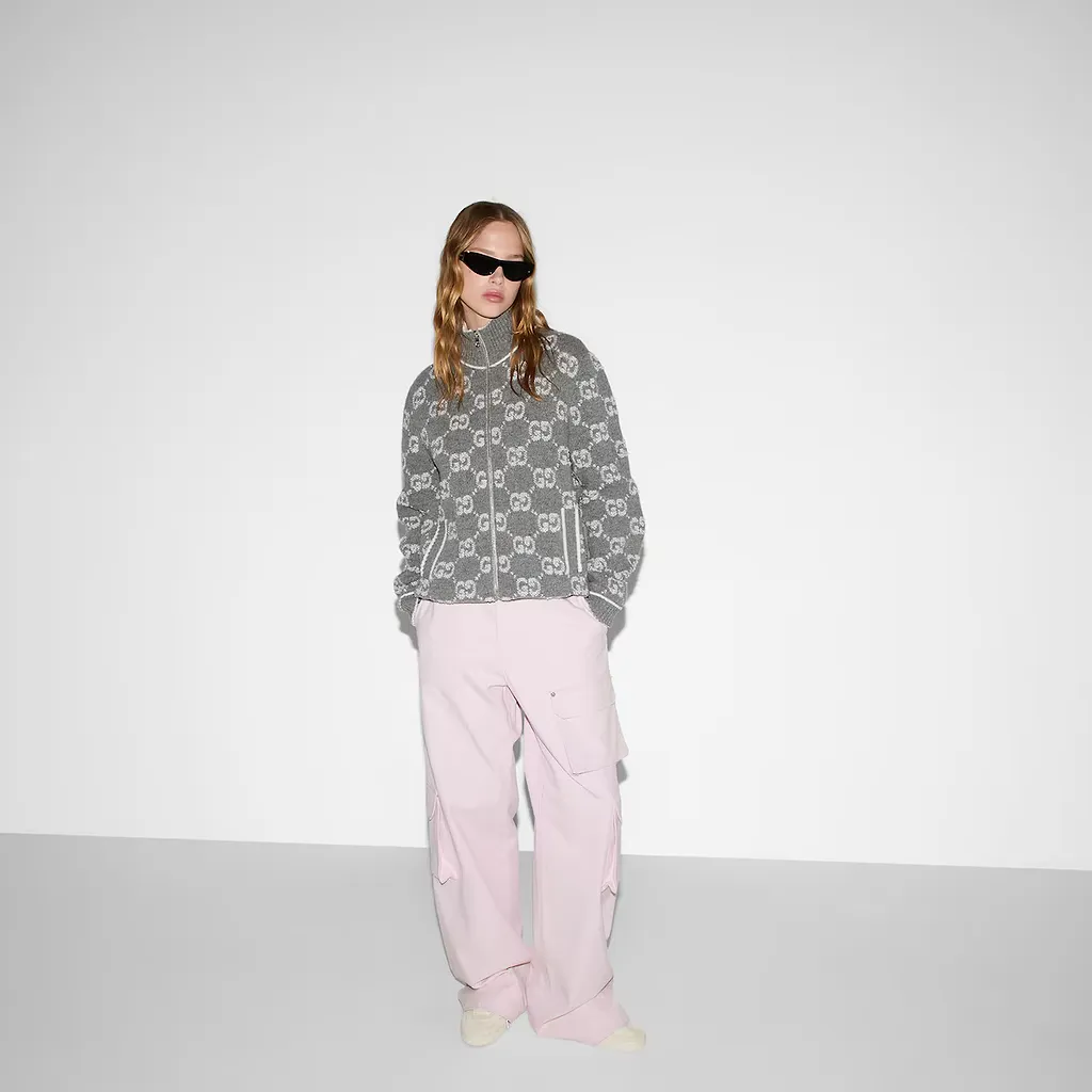 Gg Bouclé Stitch Jacquard Cardigan