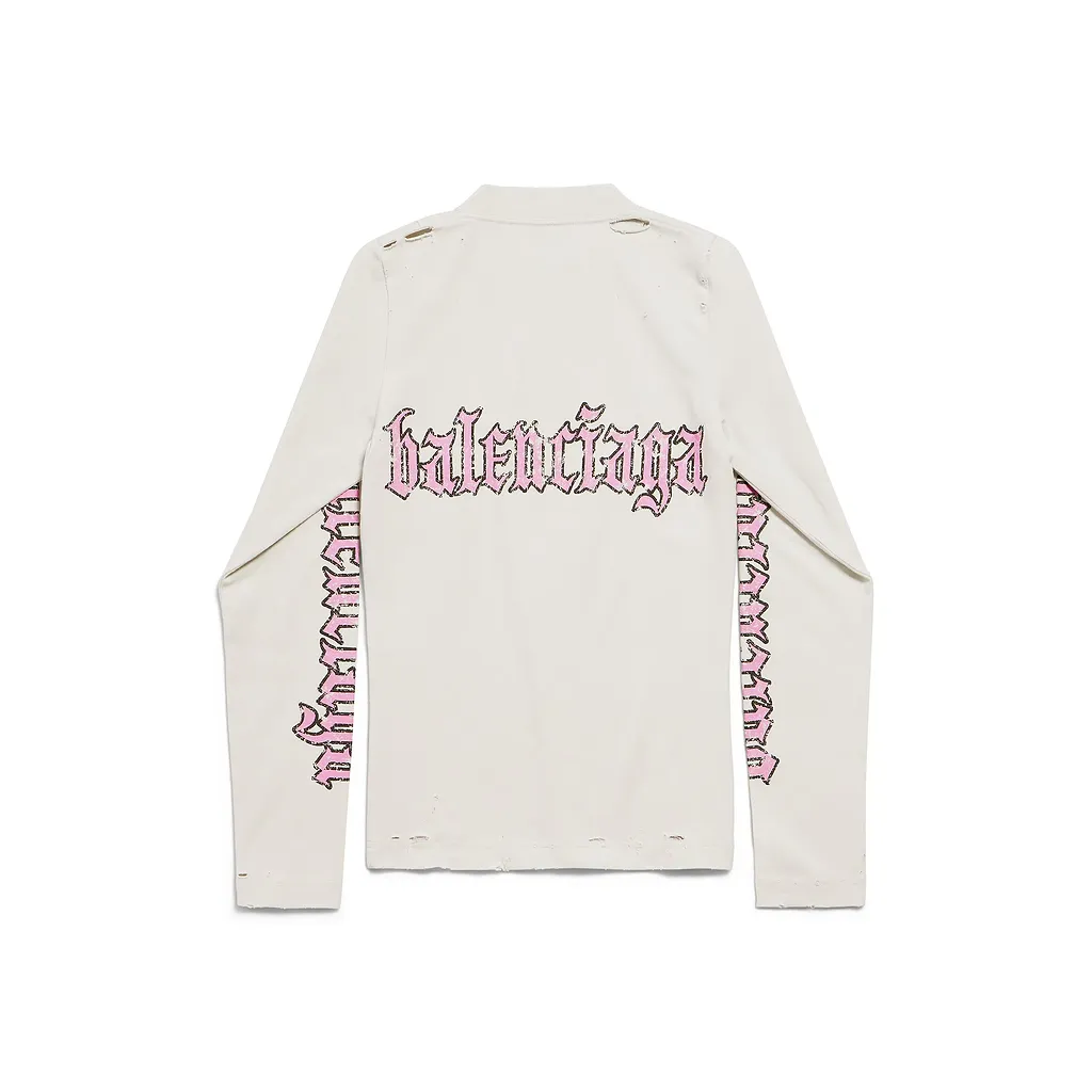 Blackletter Script Fitted Long Sleeve T-Shirt