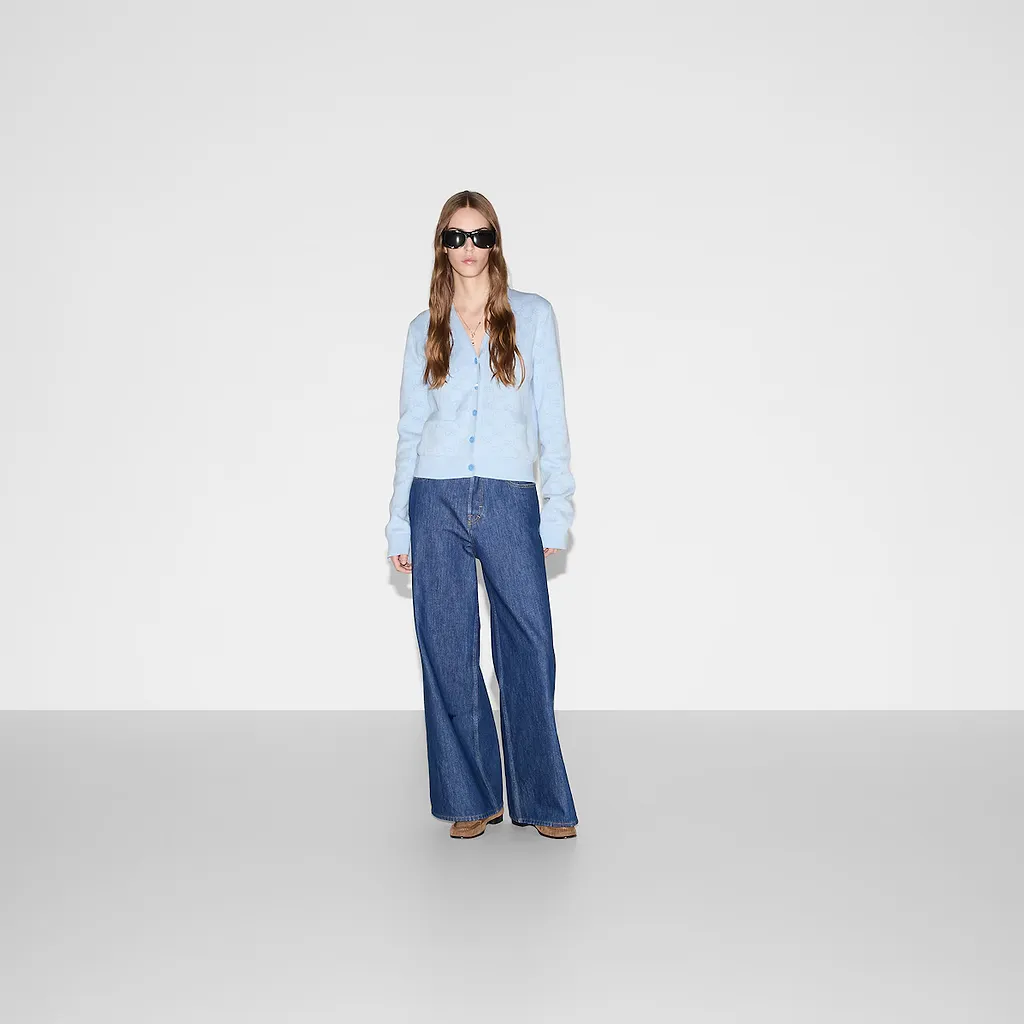 Fine Cotton Gg Jacquard Cardigan