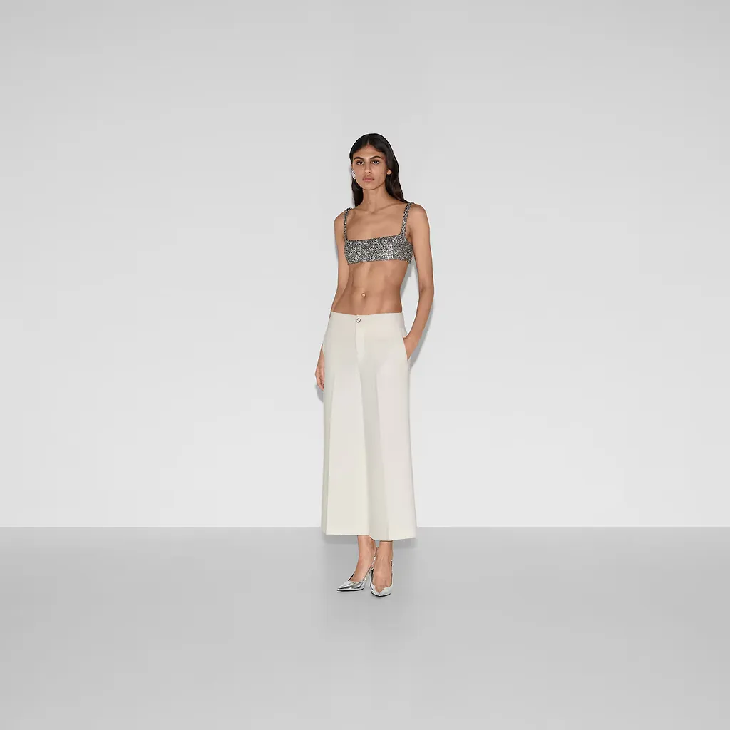 Embroidered Wool Bouclé Trouser