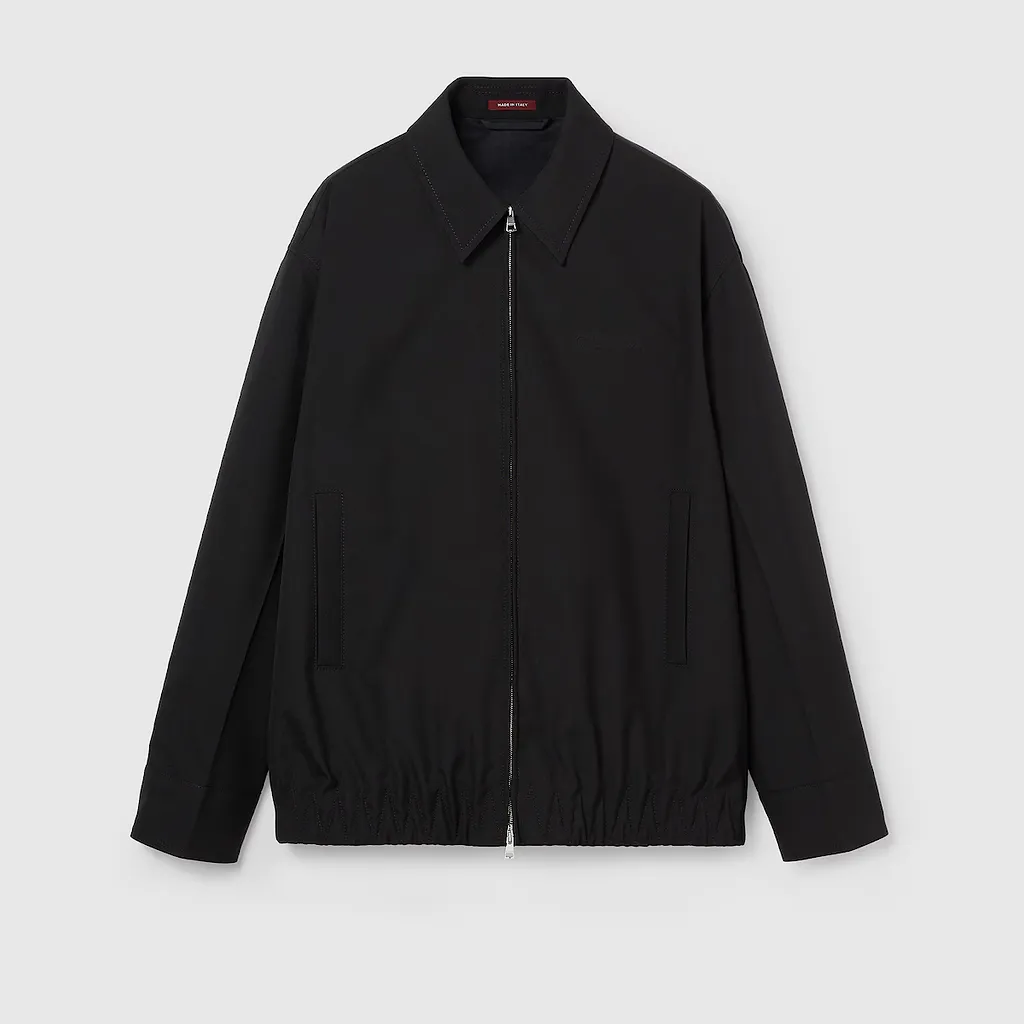 Embossed Wool Twill Zip Jacket