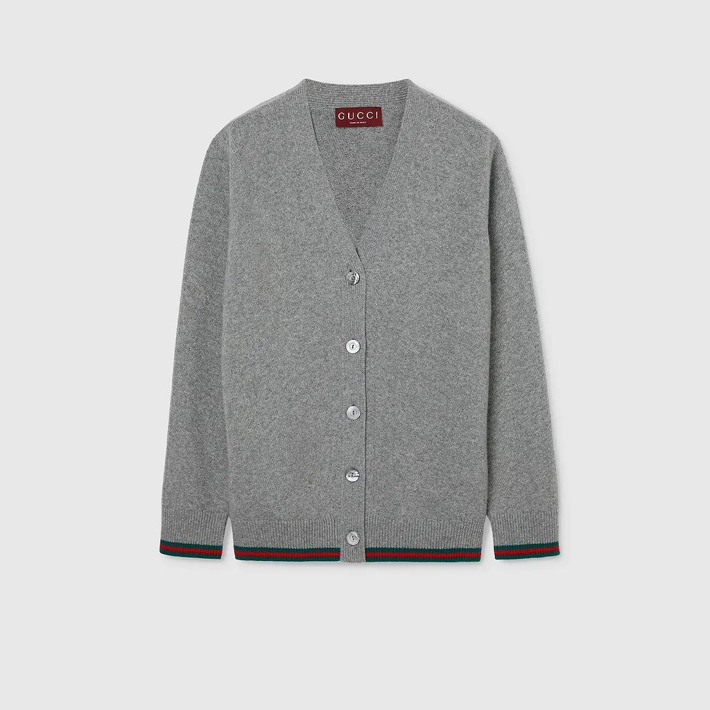 Wool And Cashmere Cardigan With Web