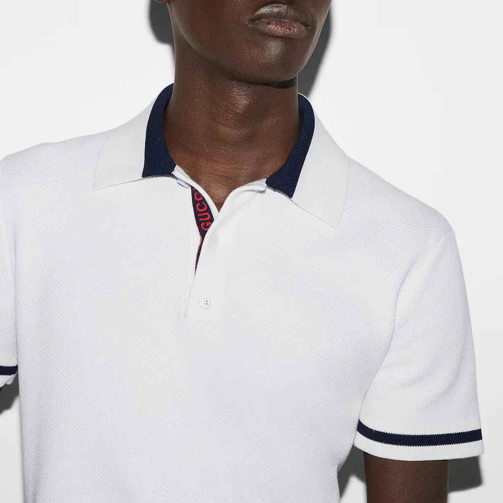 Knit Cotton Polo Shirt With Intarsia