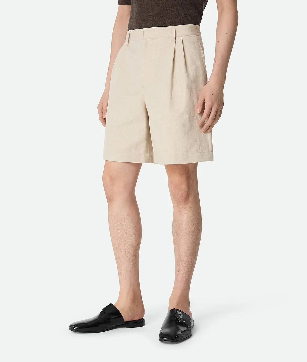 Cotton And Linen Twill Shorts
