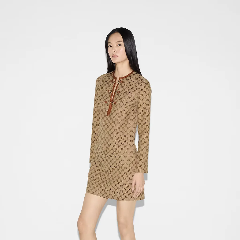 Gg Canvas Dress With Horsebit