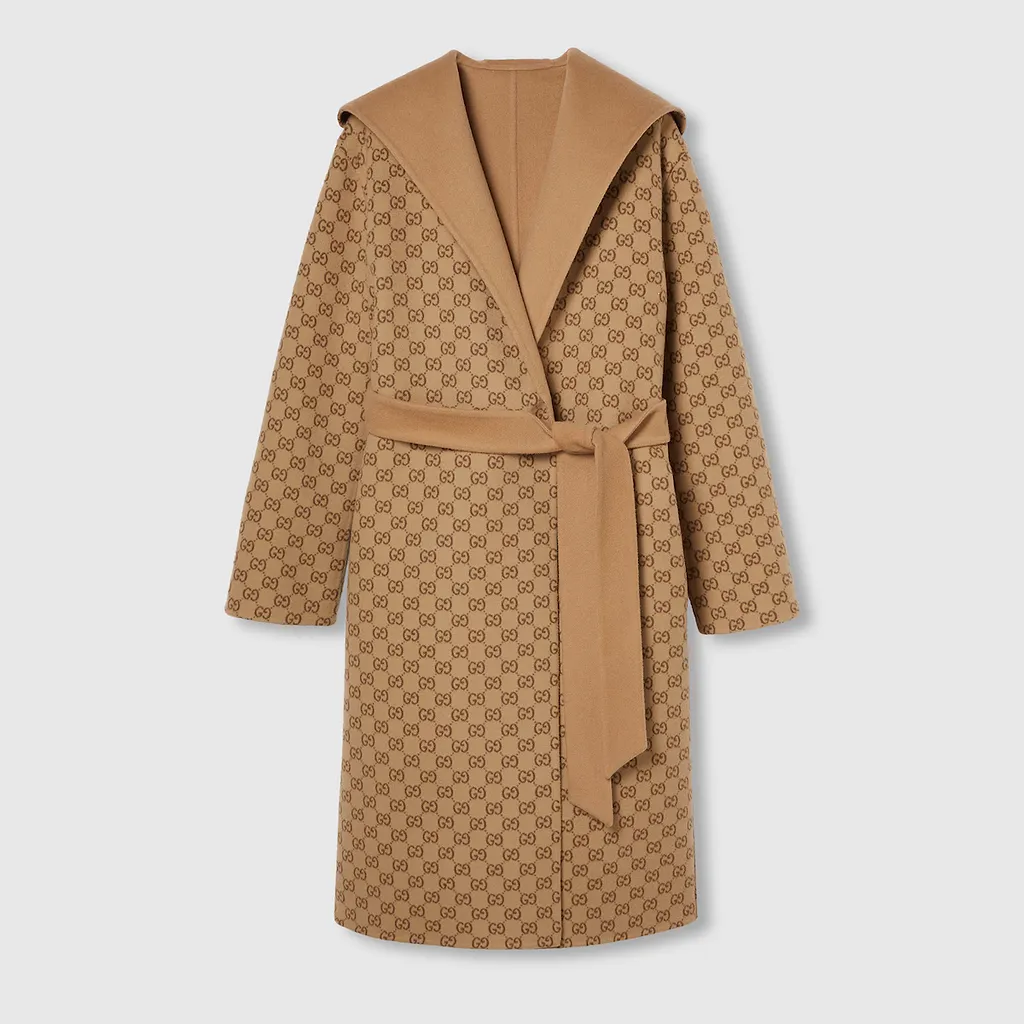 Reversible Gg Silk Wool Blend Coat