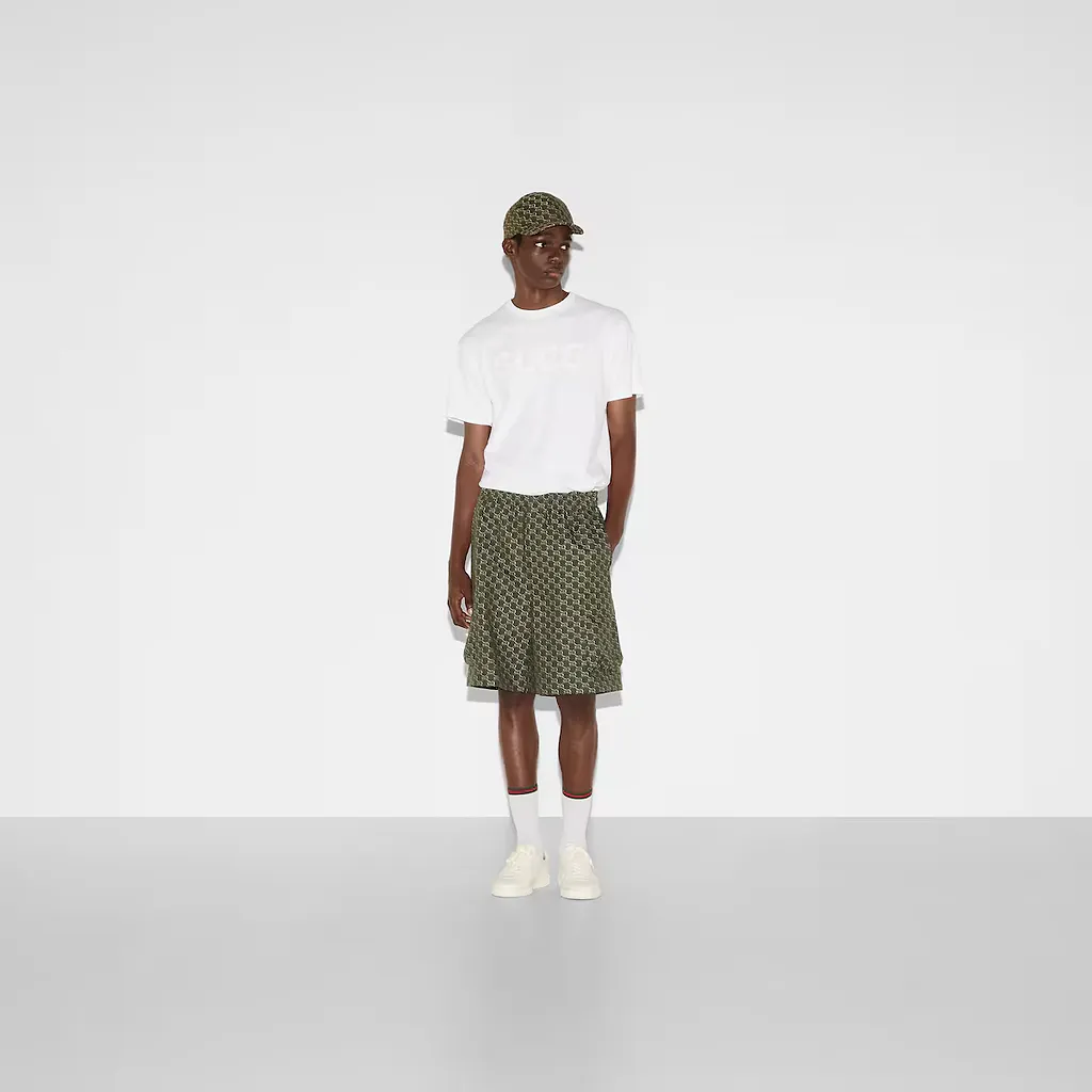 Cotton Jacquard Shorts With Gg Shadow