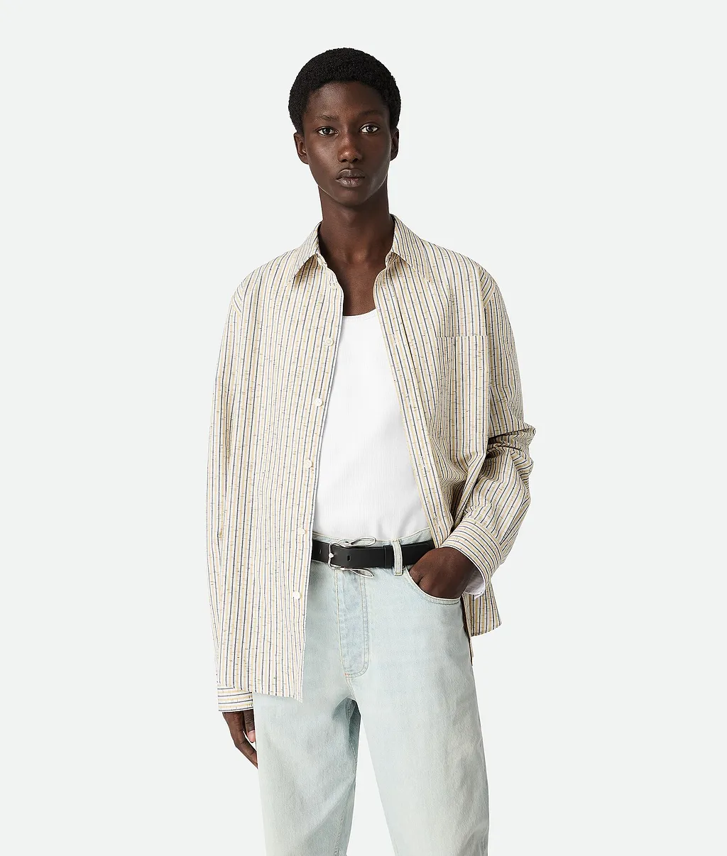 Cotton And Linen Stripe Shirt