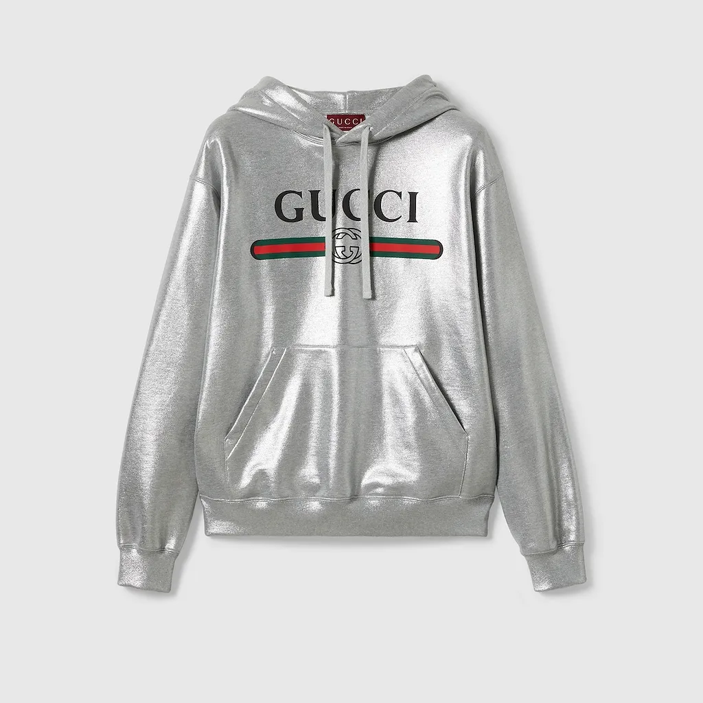 Printed Cotton Jersey Hooded Sweatshirt