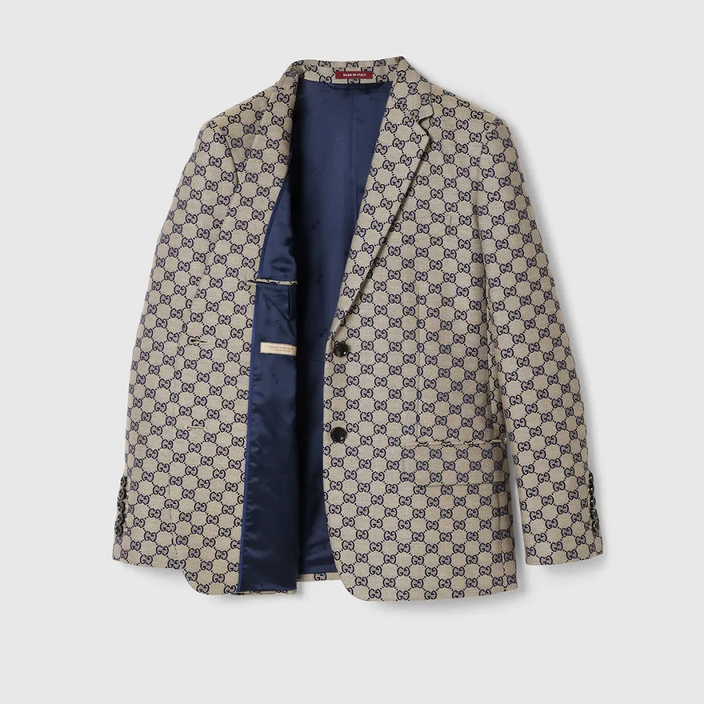Gg Linen Blend Canvas Jacket