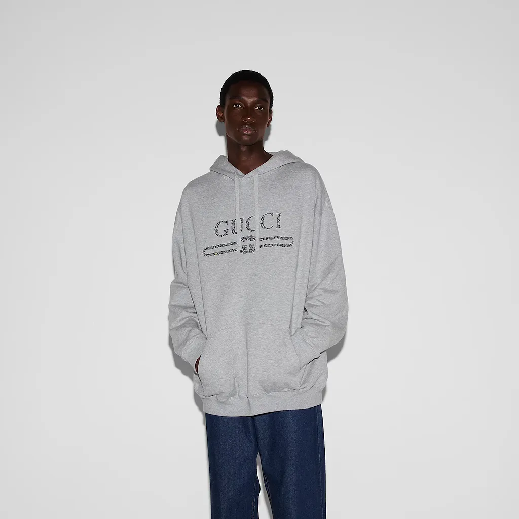 Embroidered Jersey Hooded Sweatshirt