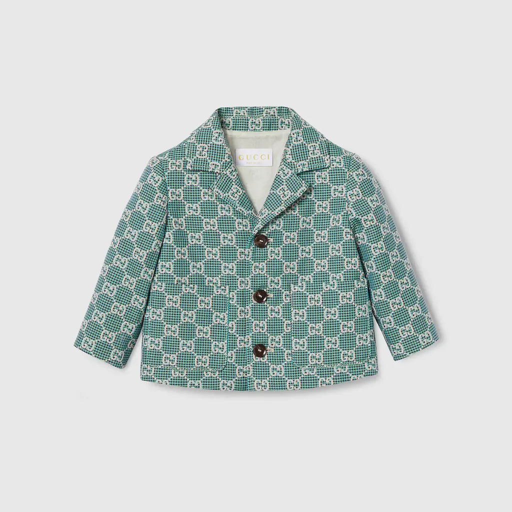 Baby Gg Cotton Houndstooth Jacket