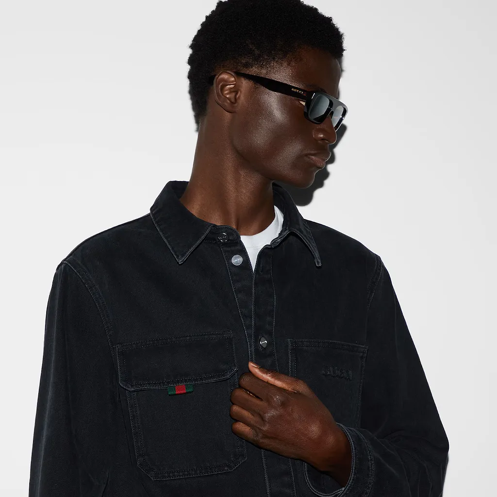 Denim Shirt With Gucci Embroidery