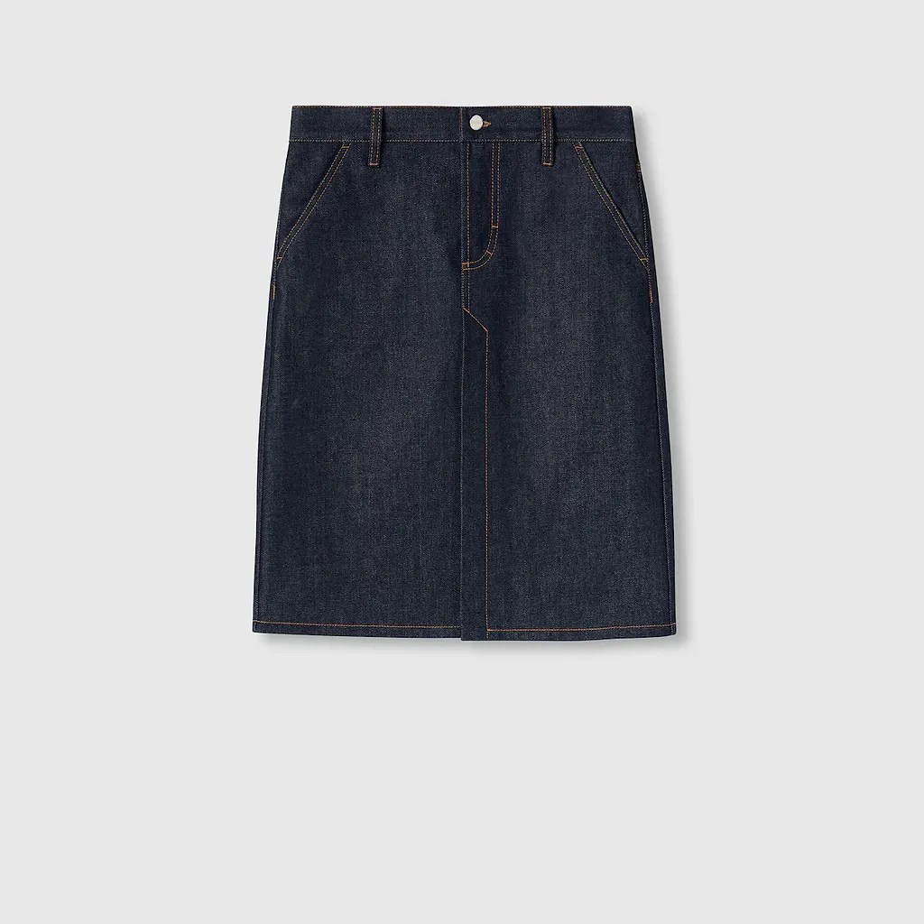 Mid-Length Denim Skirt