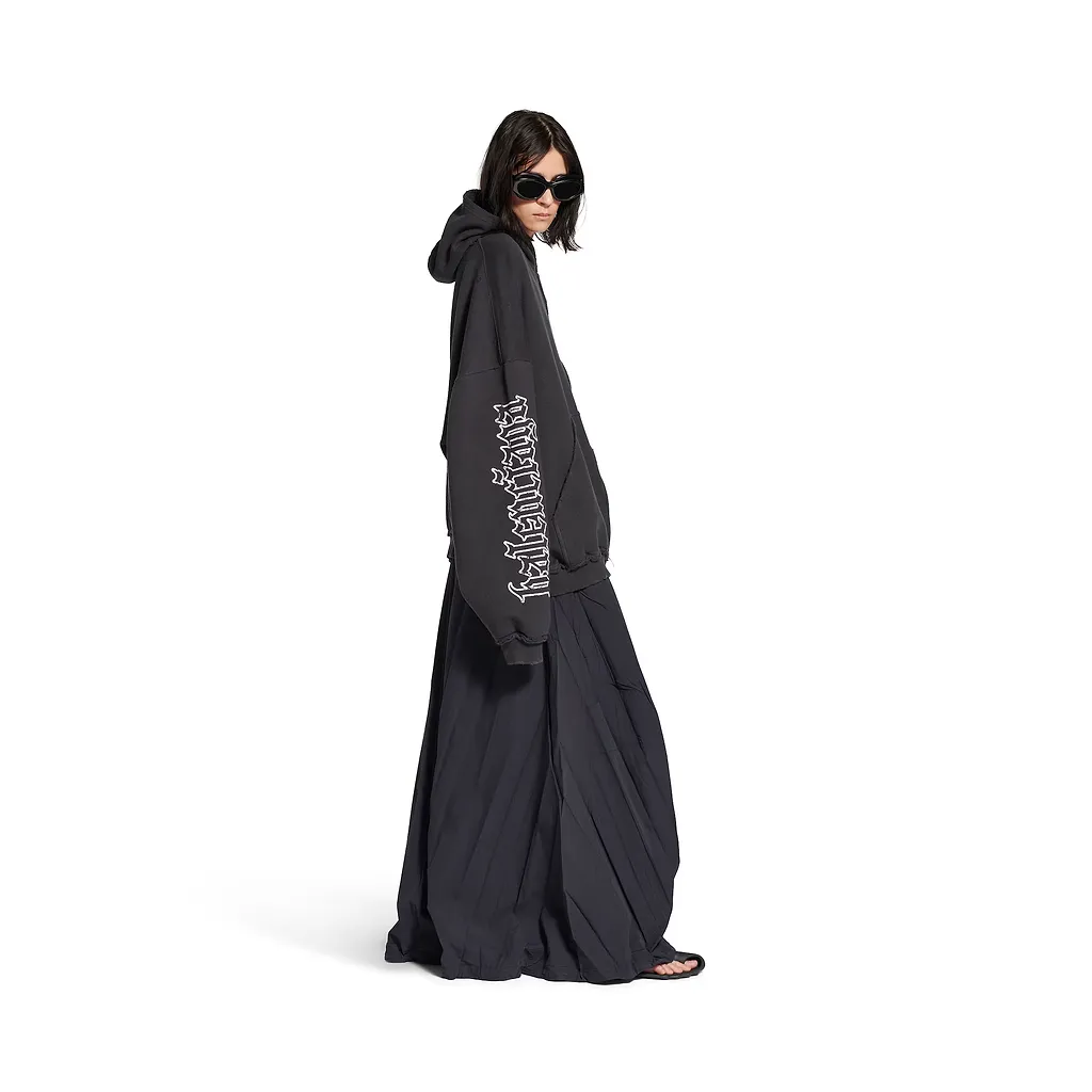 Blackletter Script Pulled Zip-Up Hoodie Large Fit