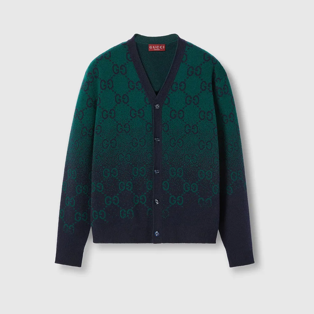 Gg Degradé Wool Jacquard Cardigan