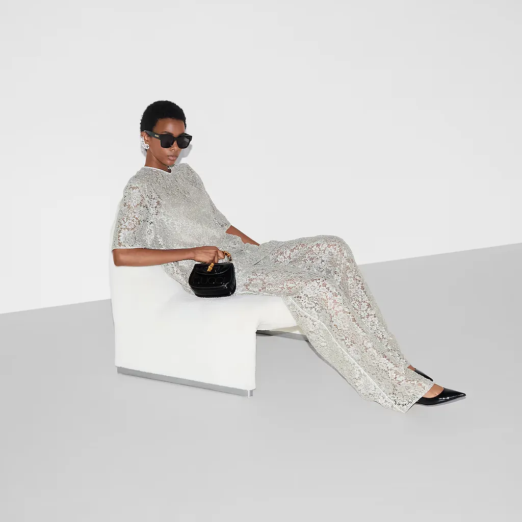 Floral Lace Lamé Trouser