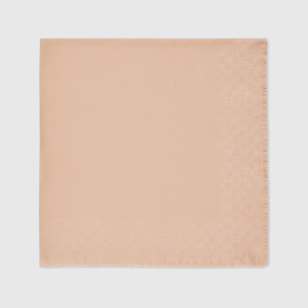 Gg Wool Silk Jacquard Shawl