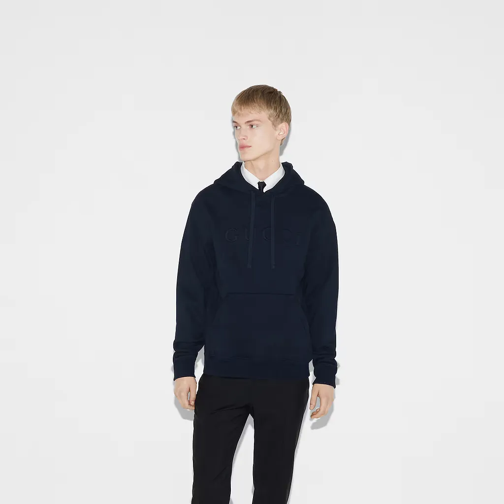 Embroidered Cotton Jersey Hooded Sweatshirt