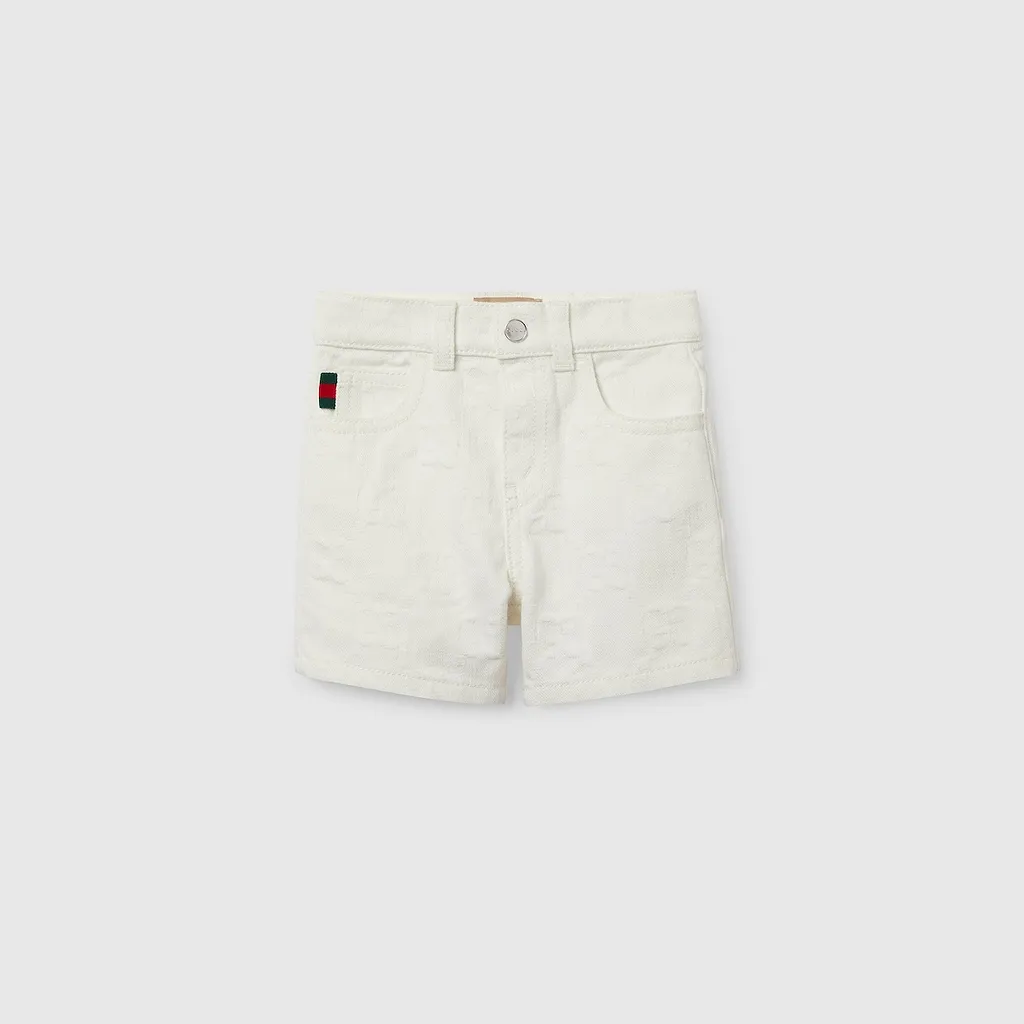 Baby Gg Denim Shorts With Web