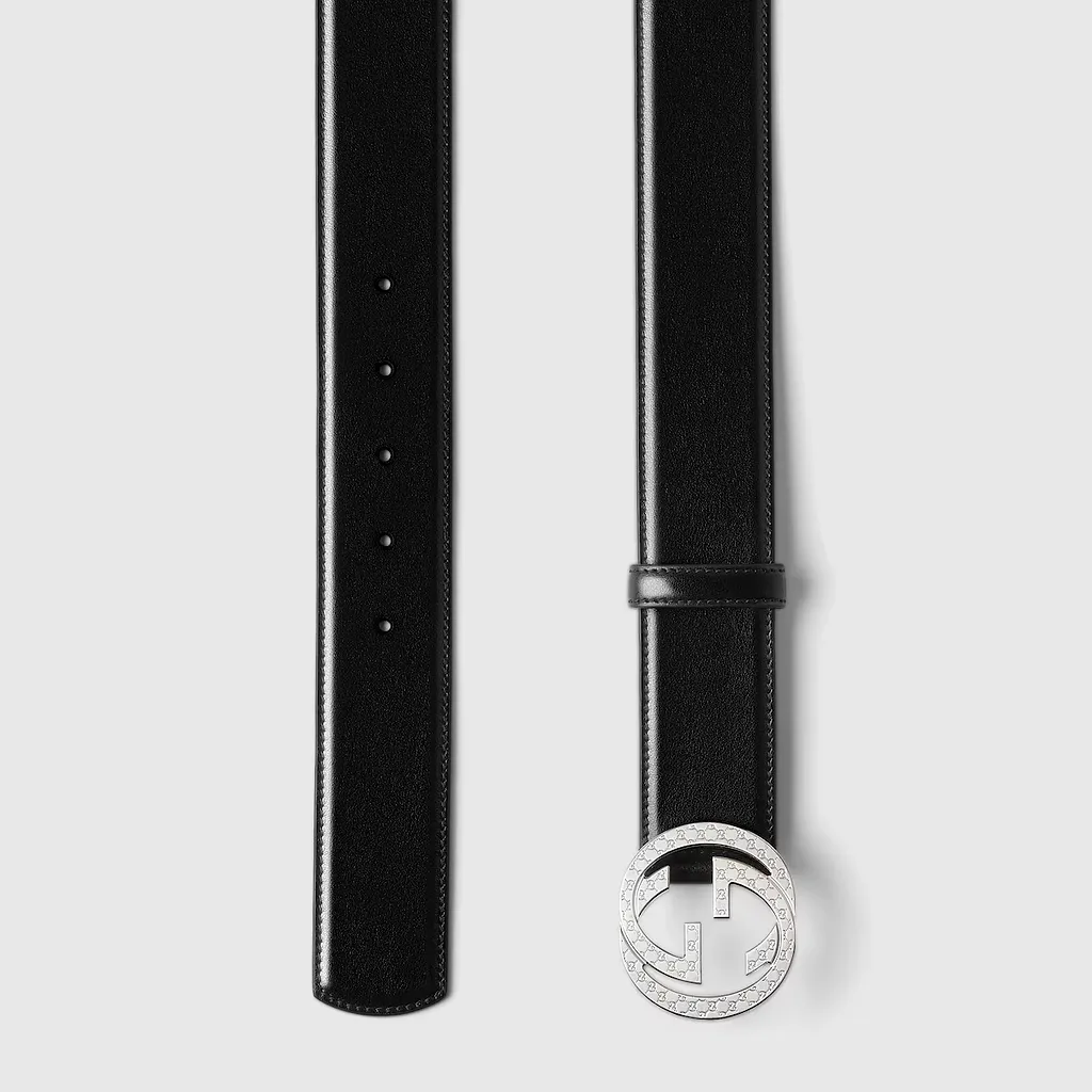 Belt With Interlocking G Engraved Buckle