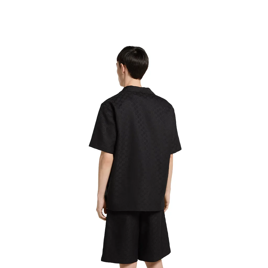Gg Canvas Linen Blend Bowling Shirt