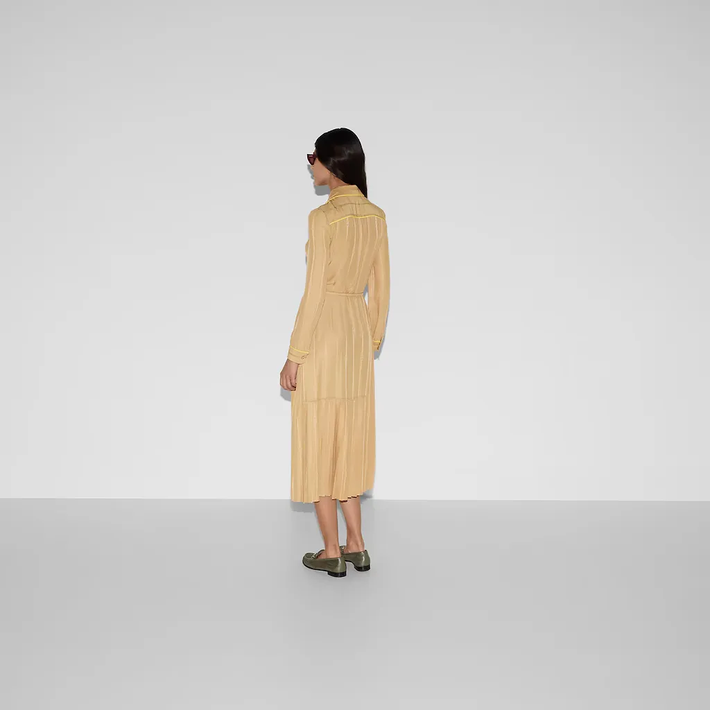 Chain And Belt Silk Jacquard Dress