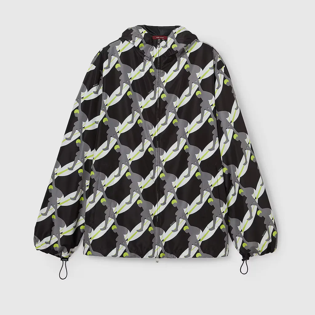 Printed Technical Poplin Zip Jacket