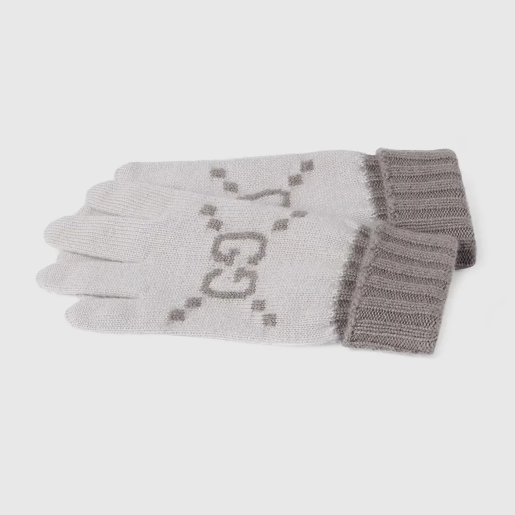 Gg Cashmere Jacquard Gloves
