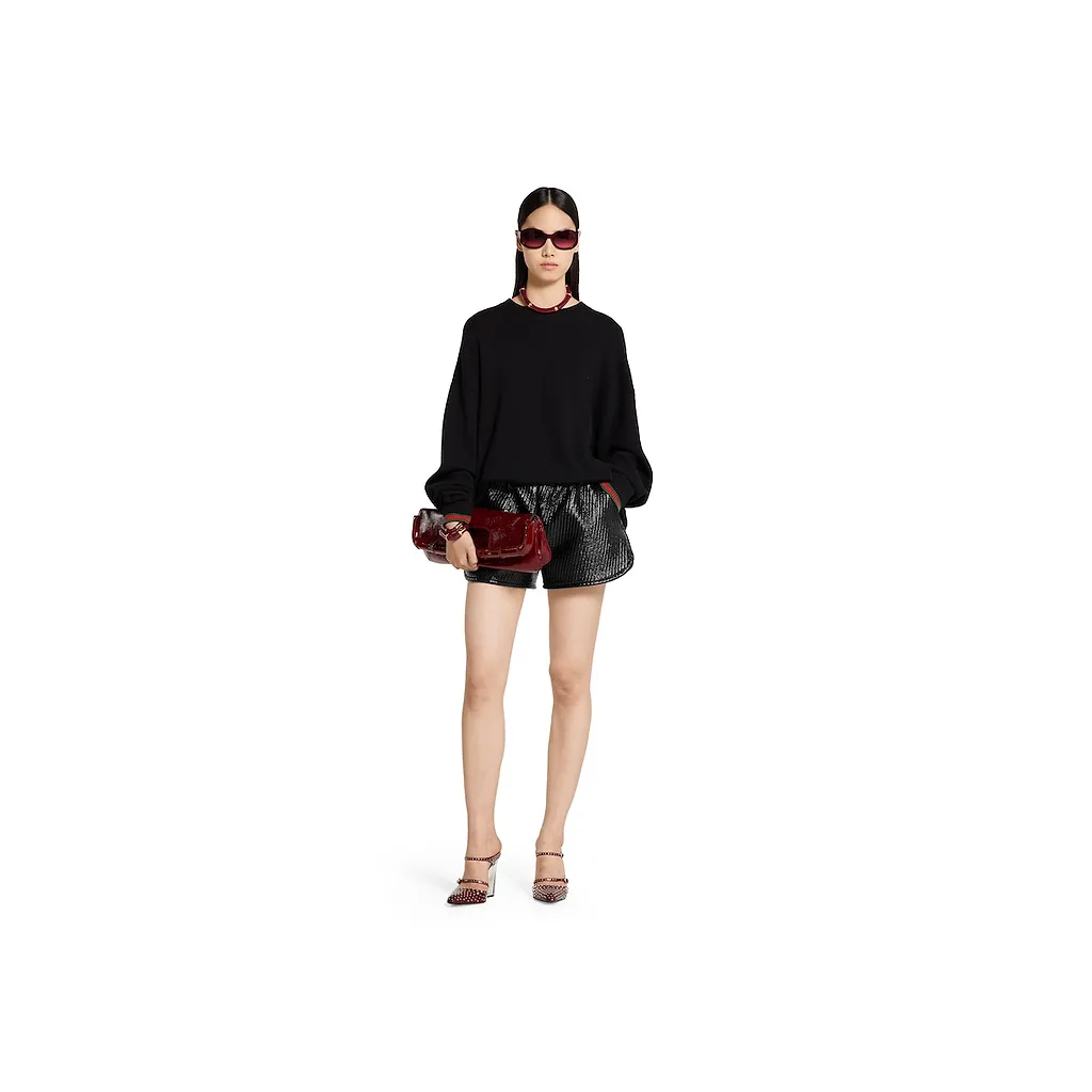Cashmere Wool Sweater With Web Trim
