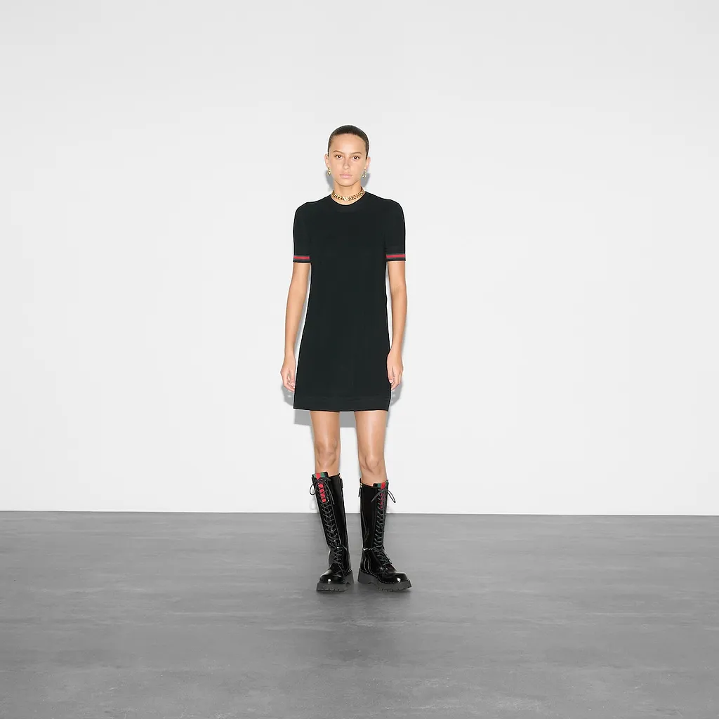 Extra Fine Wool Dress With Web