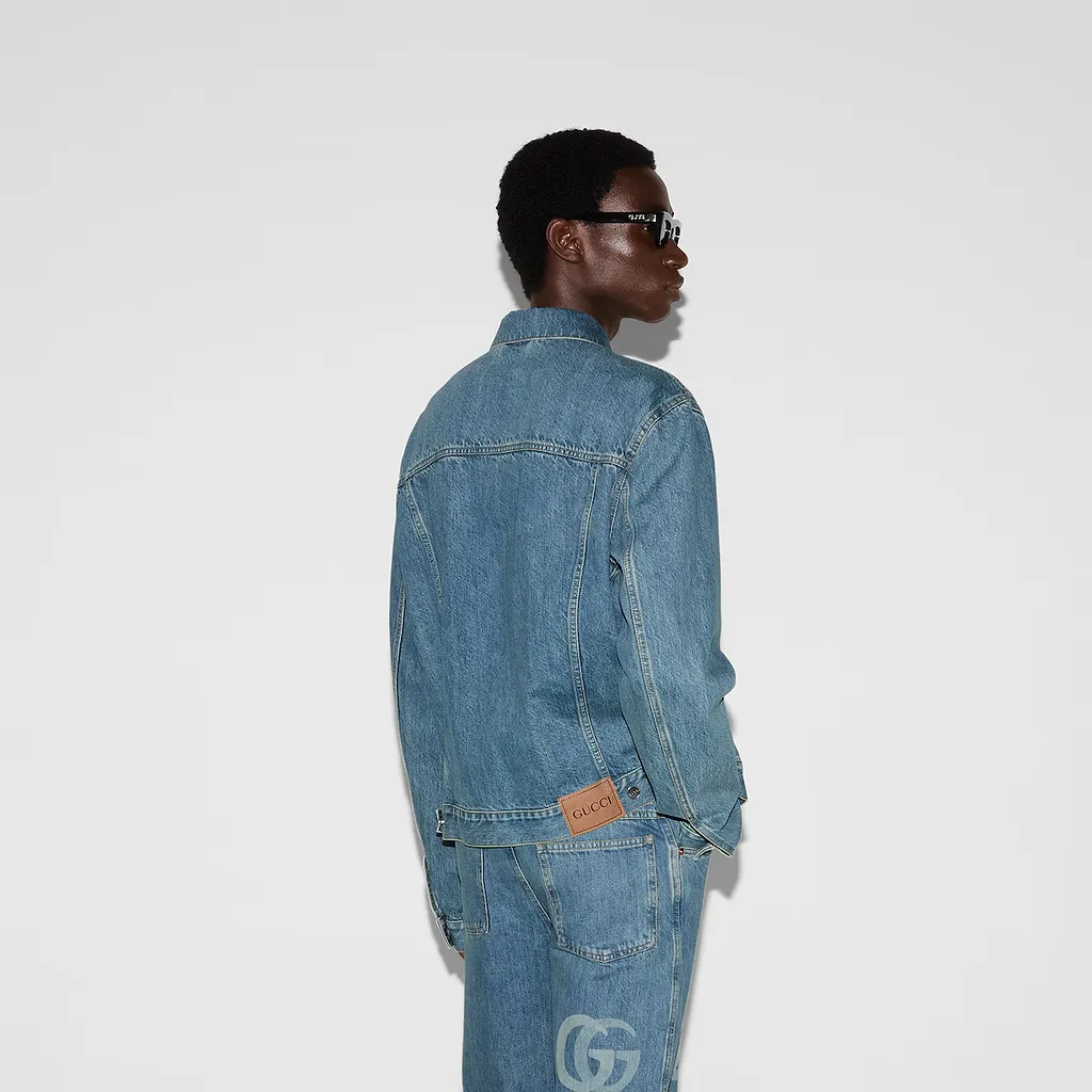 Lasered Double G Denim Jacket