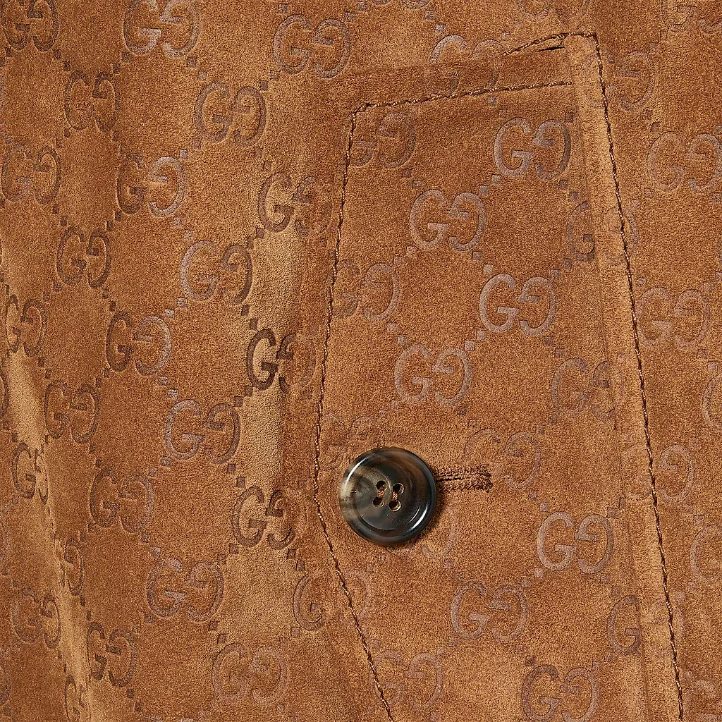 Embossed Gg Suede Bomber Jacket