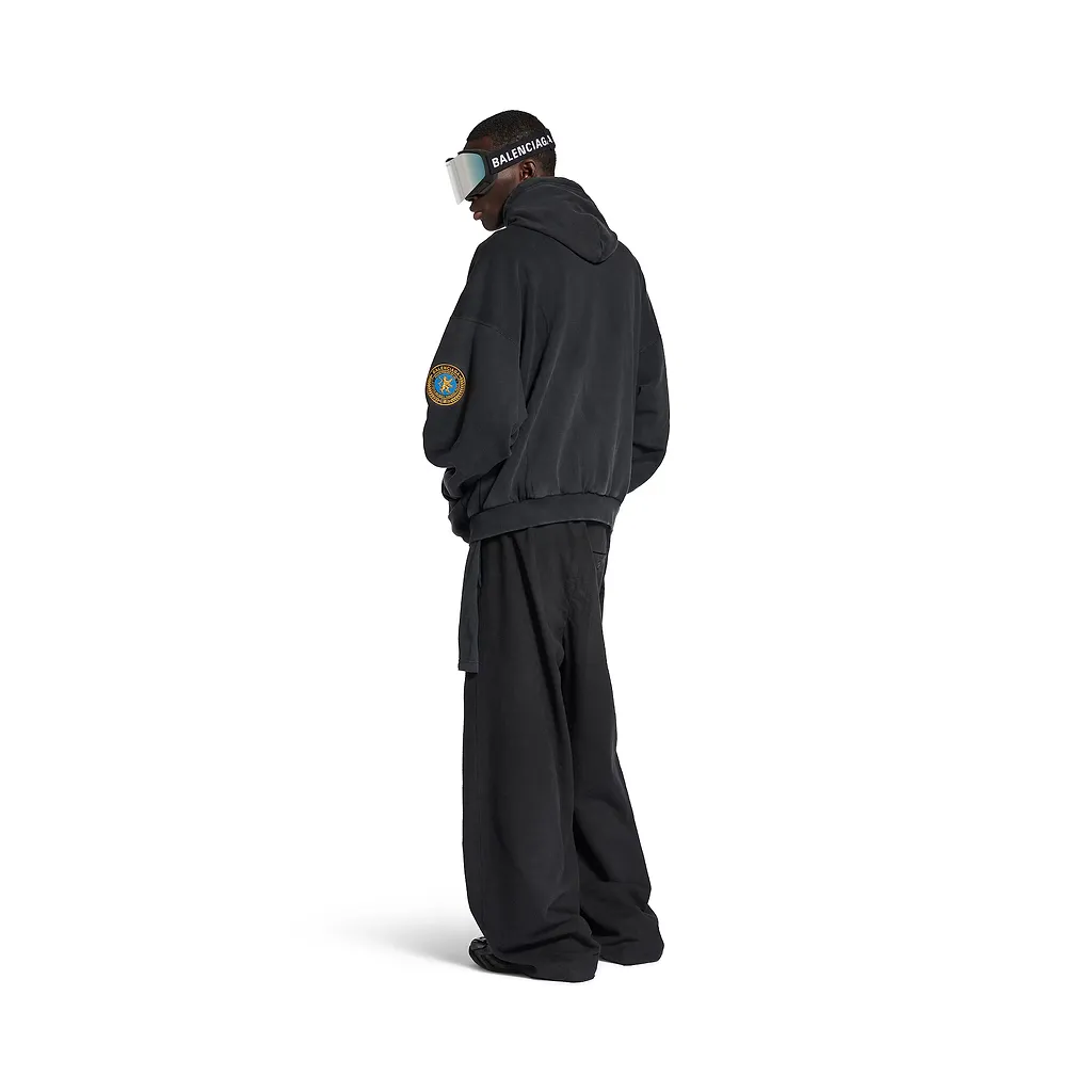 Uniform Patch Zip-Up Hoodie Large Fit