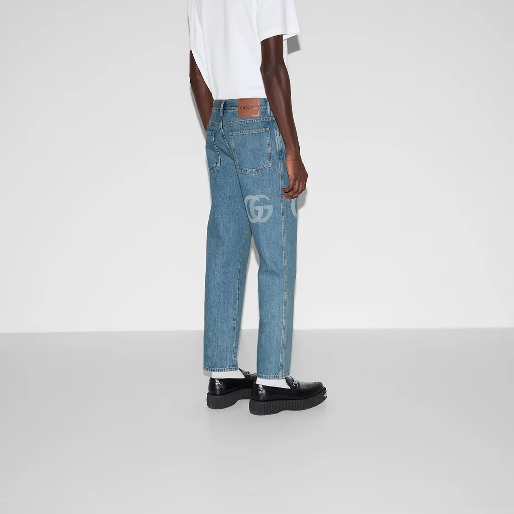 Lasered Double G Denim Trouser