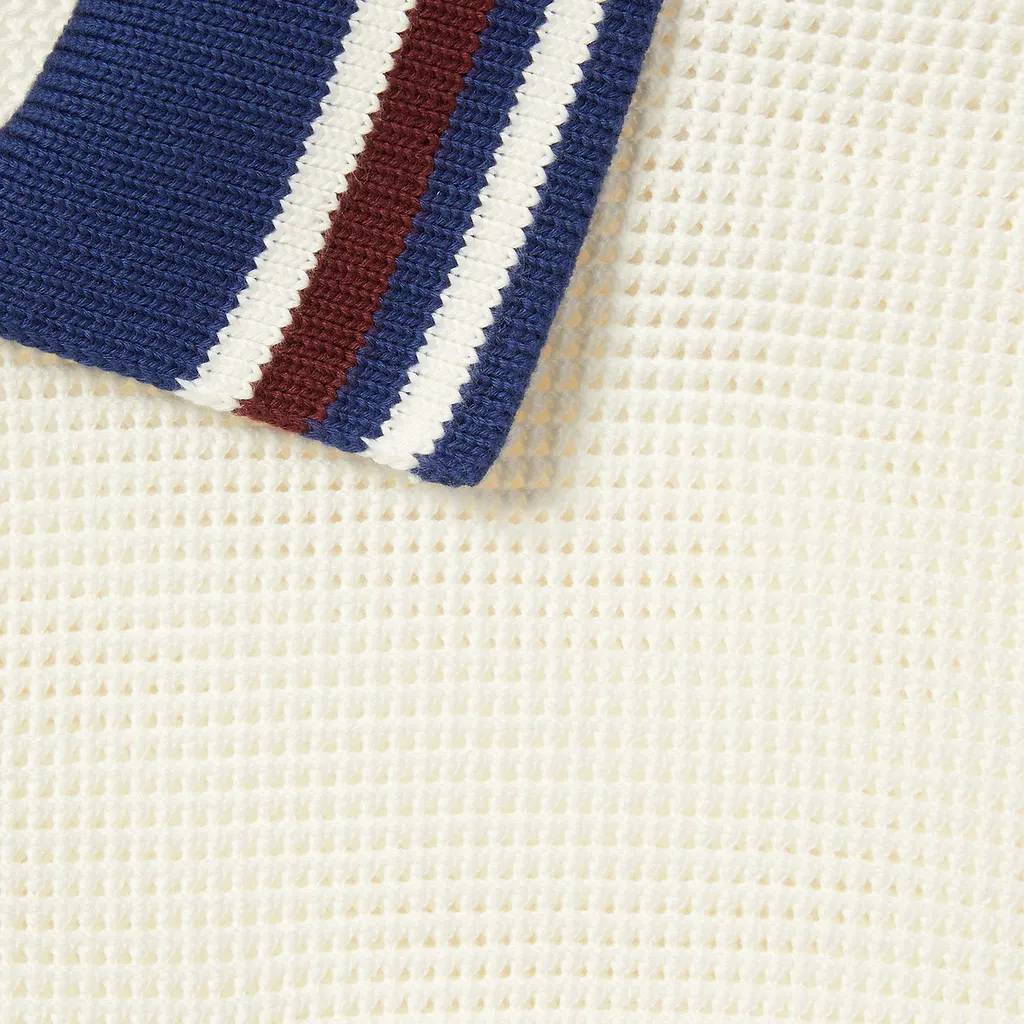 Cotton Piquet Polo Shirt With Intarsia