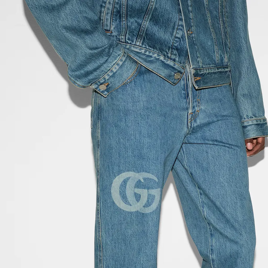Lasered Double G Denim Trouser