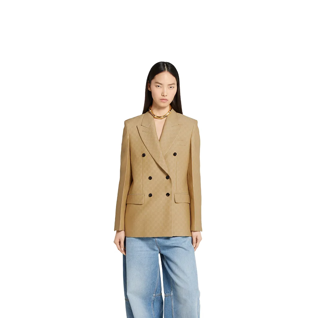 Gg Silk Wool CrÊPe Jacquard Jacket