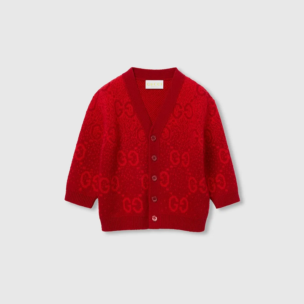 Baby Gg Wool Jacquard Cardigan