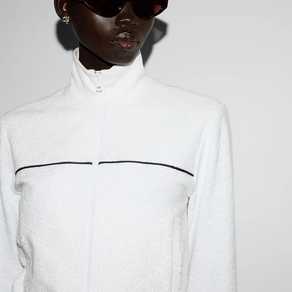 Gg Terrycloth Cotton Zip Sweatshirt