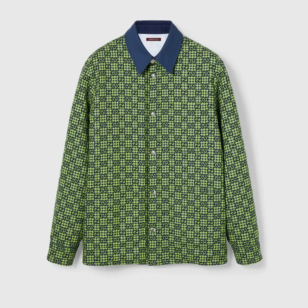 Gg Gingham Cotton Wool Jacket