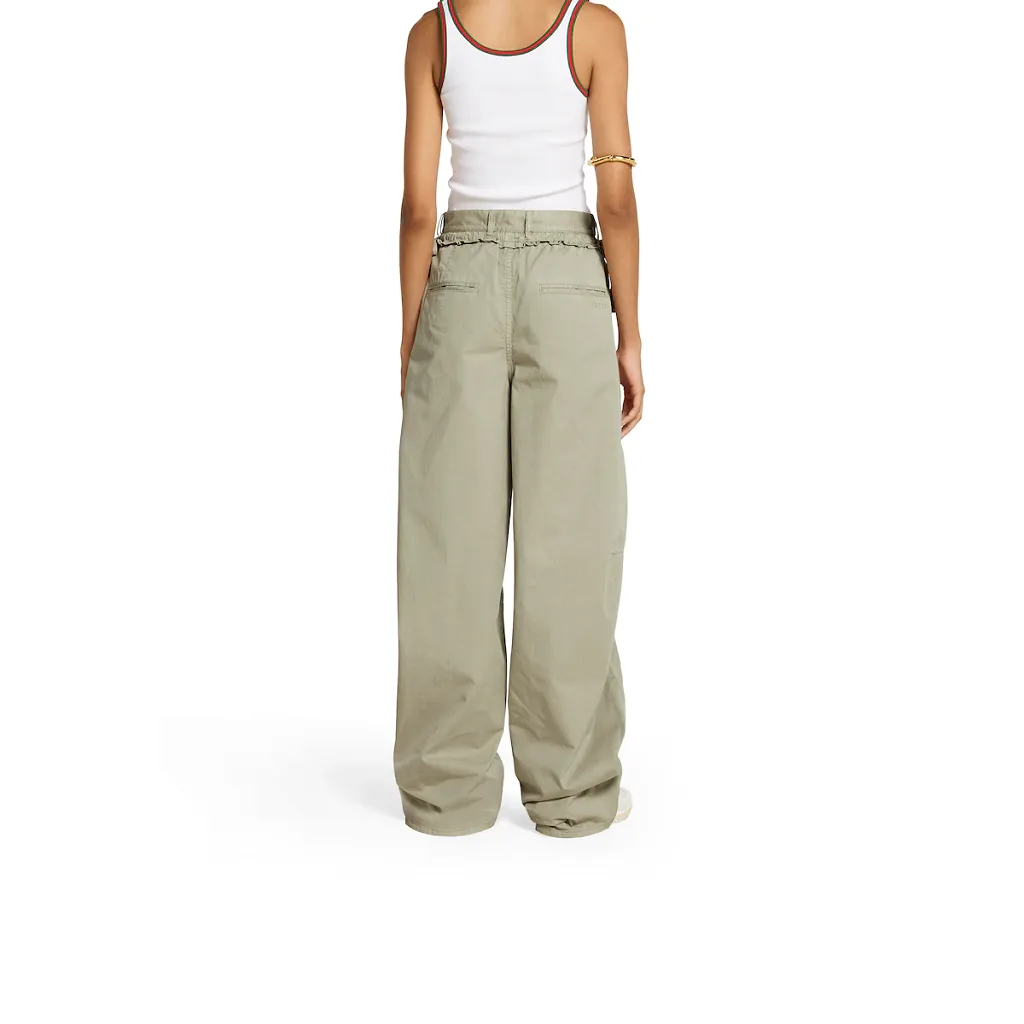 Cotton Twill Pants With Tie Sides