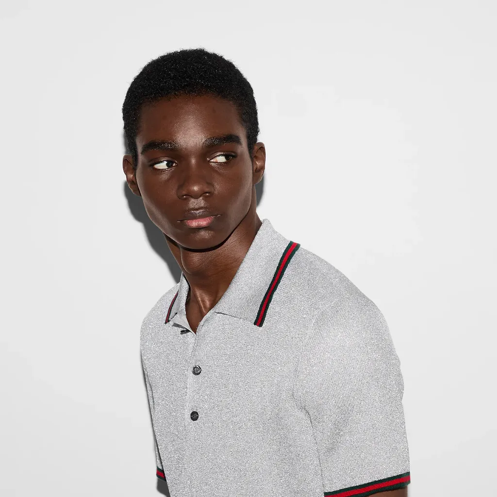 Lamé Knit Polo Shirt