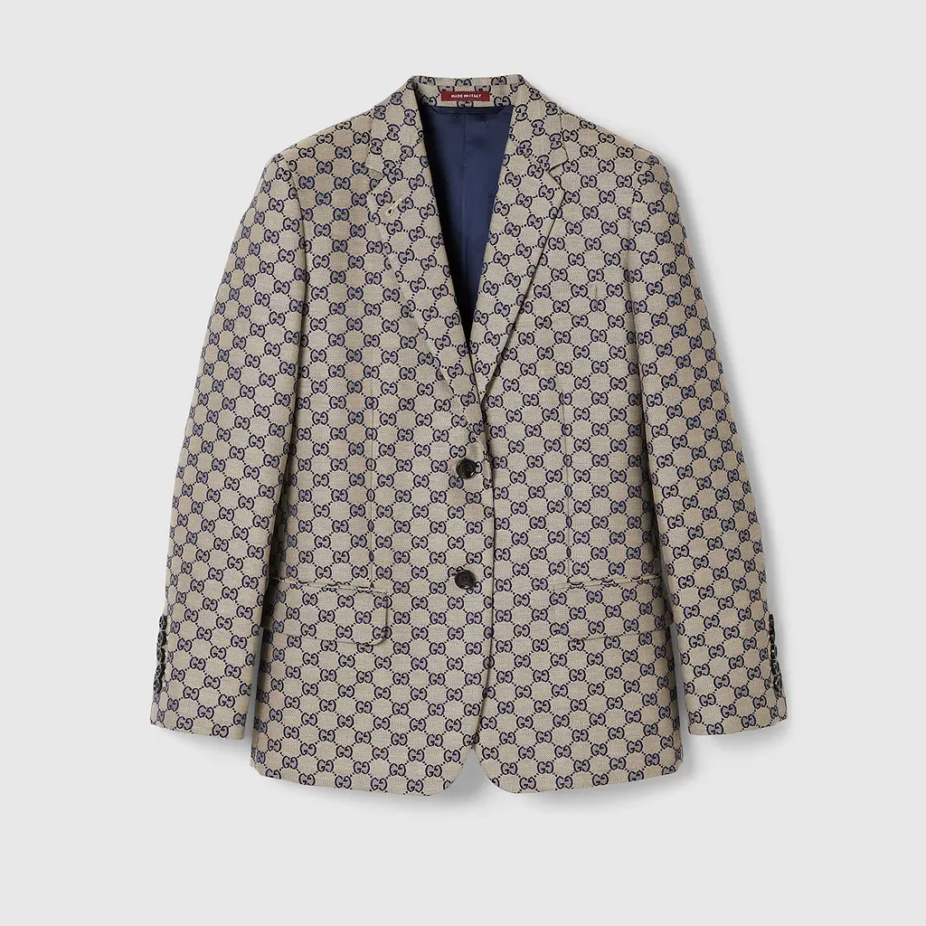 Gg Linen Blend Canvas Jacket